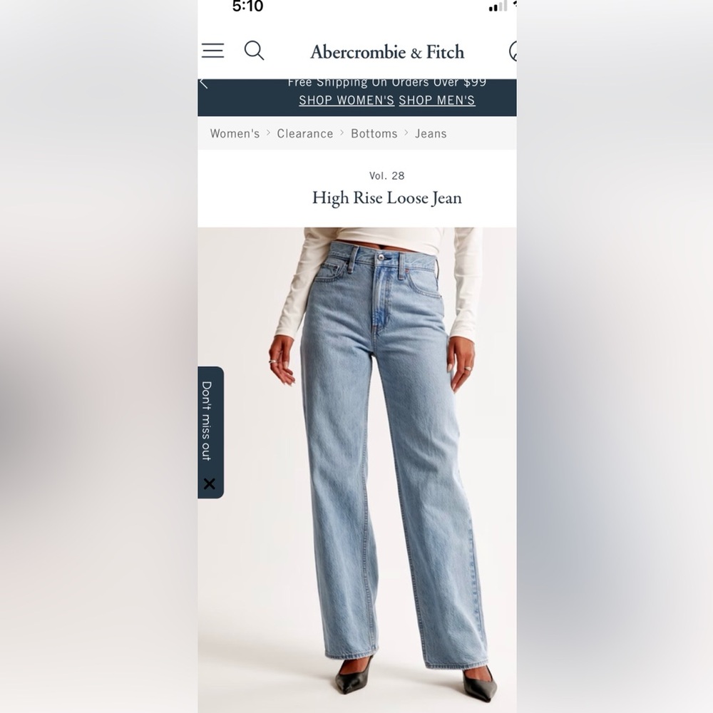 Abercrombie High Rise Loose Jean